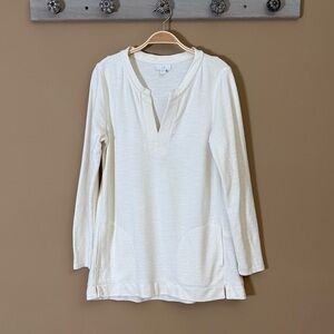 J. Jill Cream Split-Neck Long Sleeve Tunic